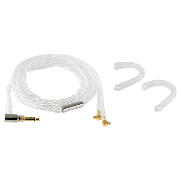 Final C071 Silver Cable with Angled MMCX - Angled 3.5mm Plug and Ear Hooks  - 1.2m