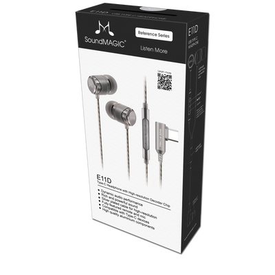 SoundMAGIC E11D - In Ear Isolating USB-C Earphones with Integrated DAC - Silver - Refurbished